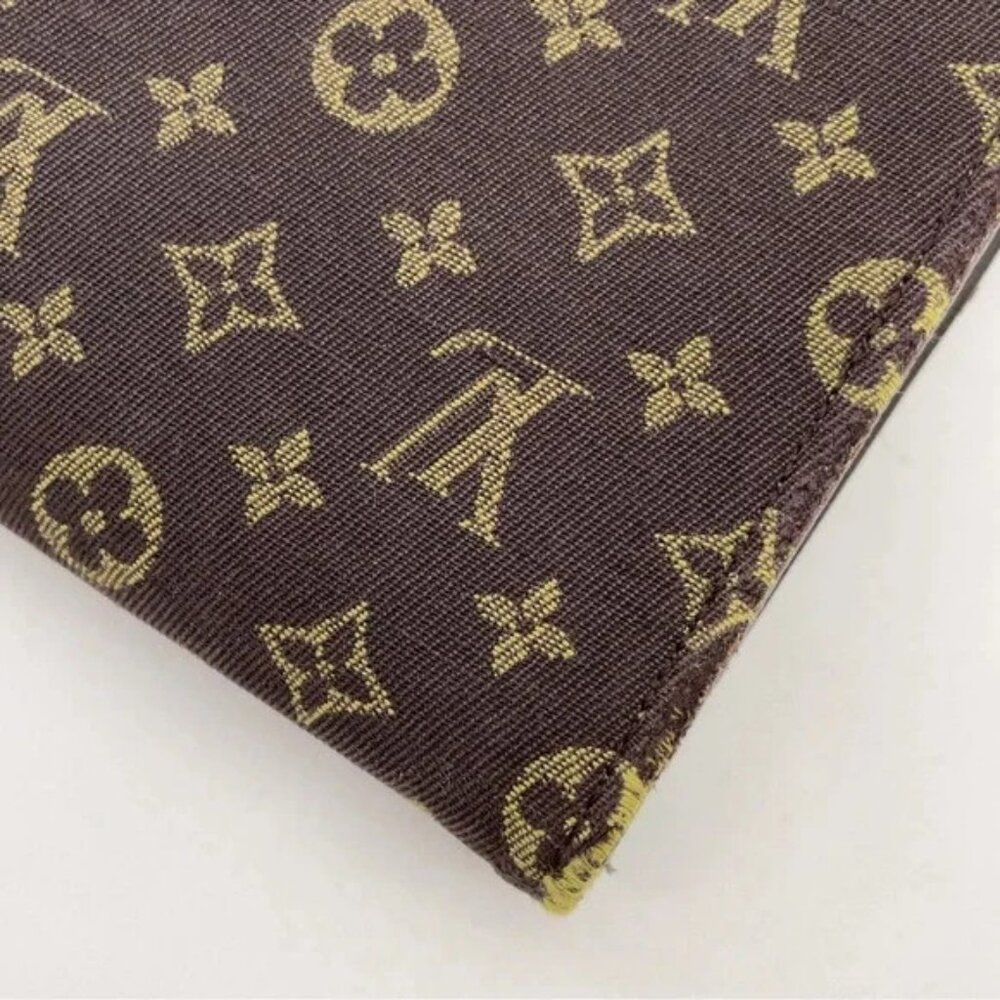 Louis Vuitton Monogram Mini Lin Portefeuille Sarah Wallet Brown w/ Box & Dusty - Picture 5 of 11